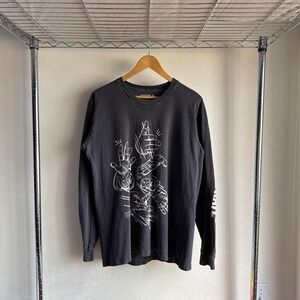 Staple Pigeon Washed Black Long Sleeve Tee Hand Gesture Streetwear Activist M